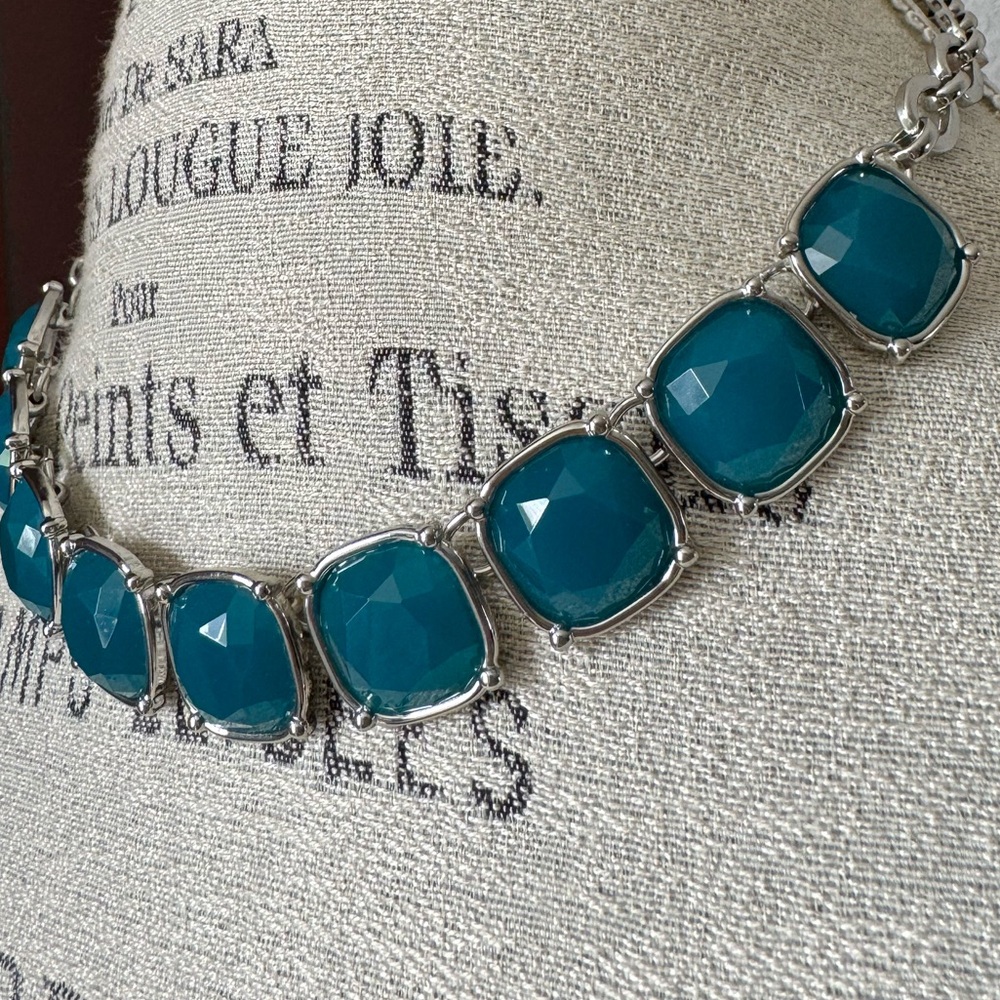 NWT Lia Sophia Large Faceted Resin Teal 16” InfinitMe Necklace